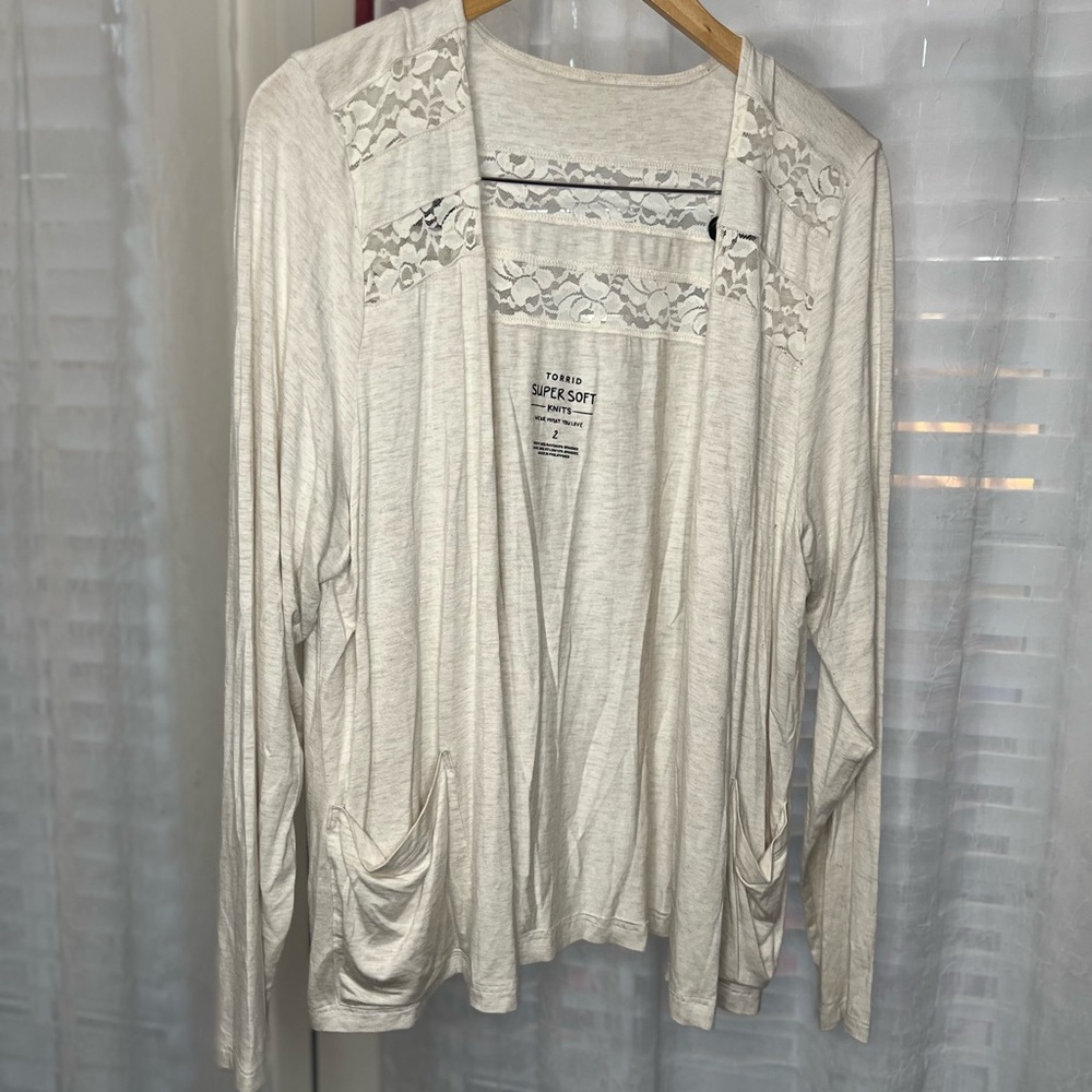 Torrid Cream Lace Cardigan